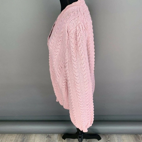 Vintage Tejidos Brenda Made in Guatemala Purple Chunky Knit Cardigan Sweater Lg - Picture 4 of 7